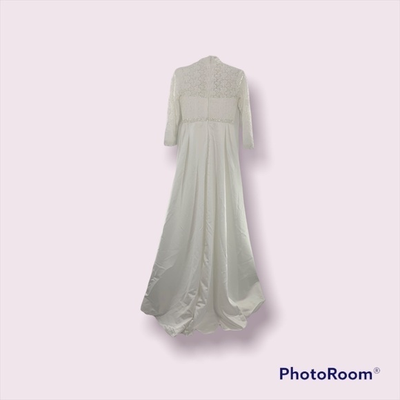 MISS.VEIL LACE HIGH NECK HIGH LOW WEDDING DRESS NEW WITH TAGS - Picture 4 of 14